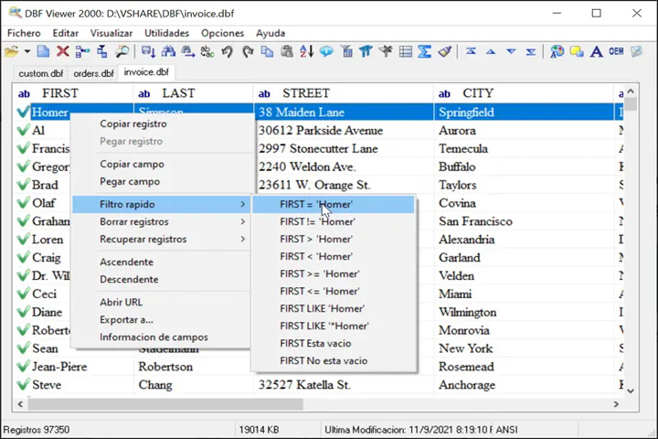 DBF Viewer 2000 captura