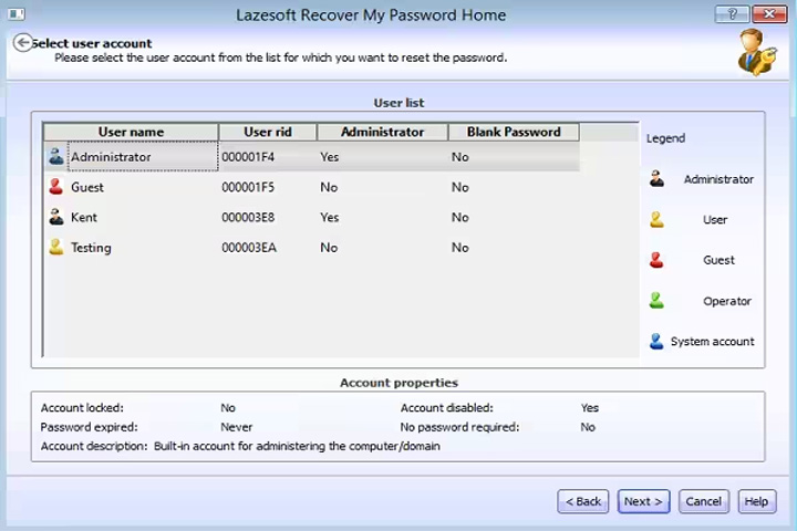Lazesoft Recover My Password captura