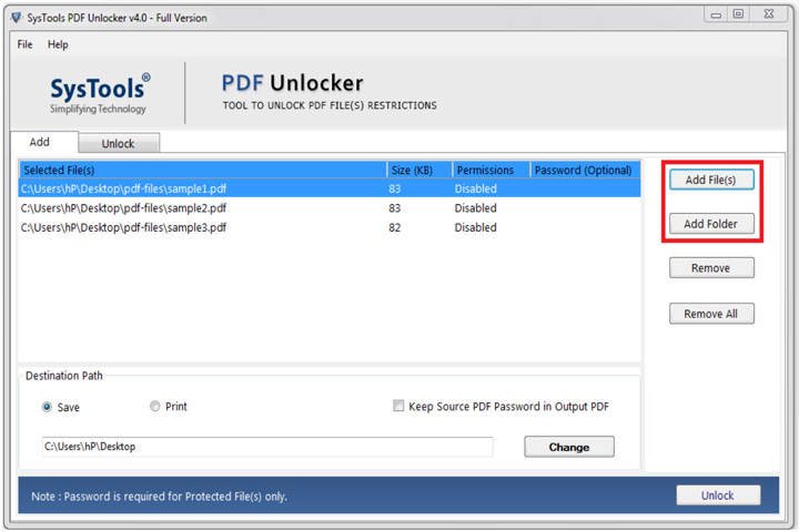 SysTools PDF Unlocker captura 2