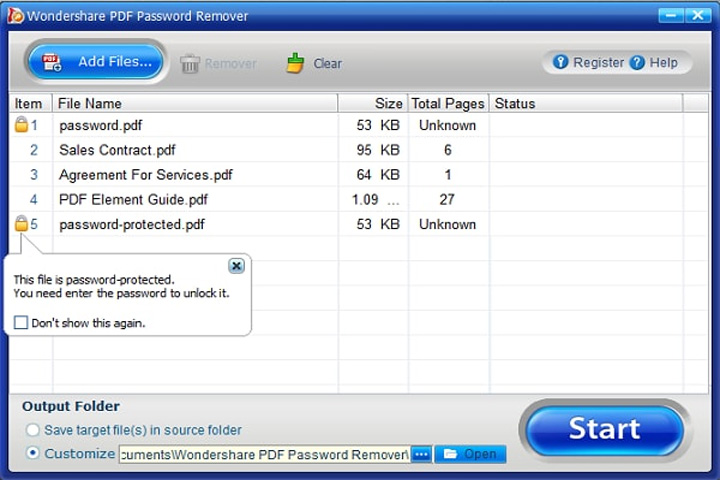 Wondershare PDF Password Remover Captura