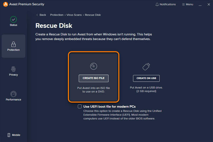 AvastPE Antivirus for Avast Rescue Disk 23.8.8416.0 Captura