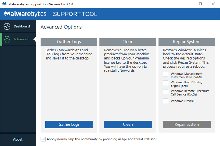 Malwarebytes Support Tool 1.9.3.992 Captura