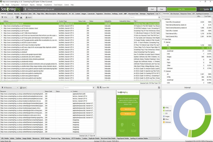 Screaming Frog SEO Spider 19.4 crawler