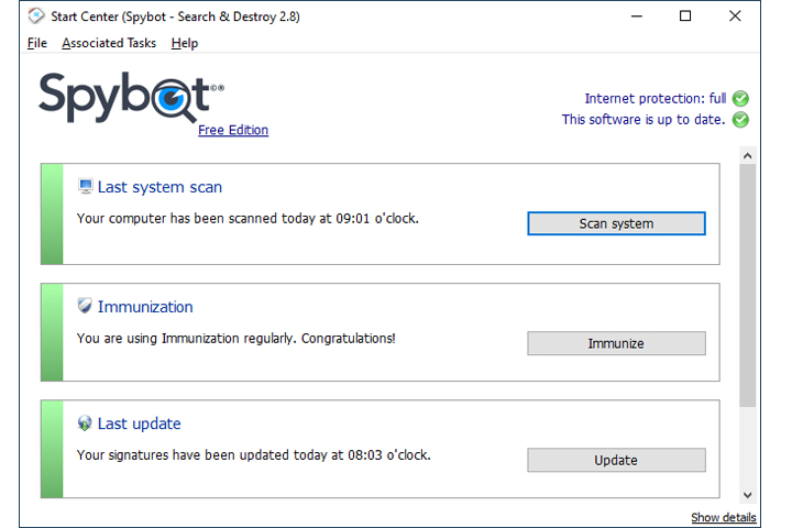 Spybot Search Destroy 2.9.85.5 Captura