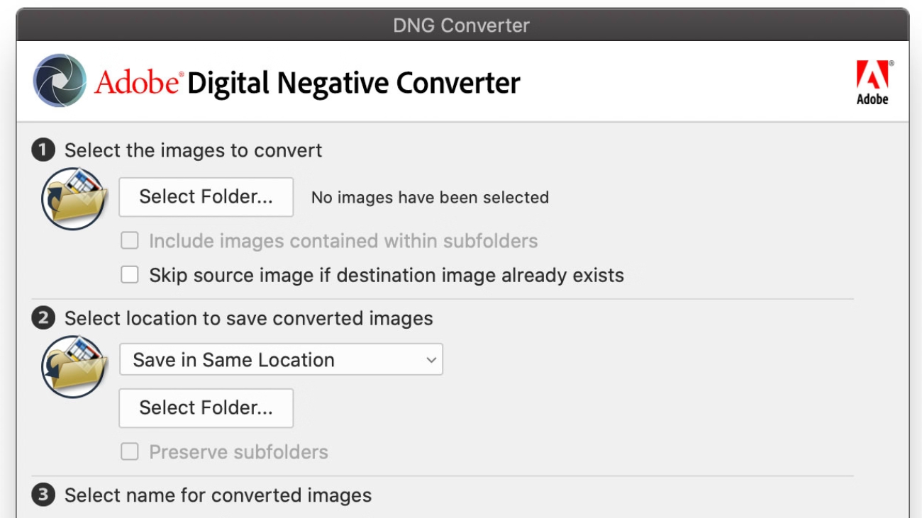 Captura Adobe DNG Converter 2