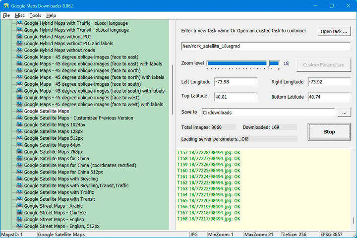 AllMapSoft Google Maps Downloader Screen