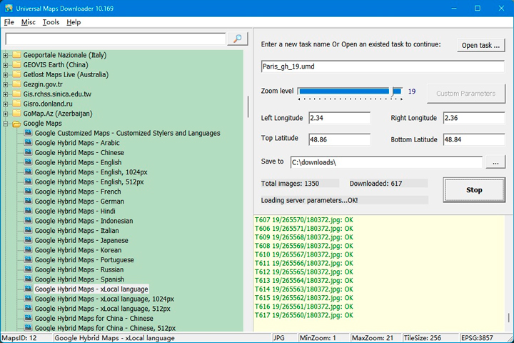 AllMapSoft Universal Maps Downloader Screen