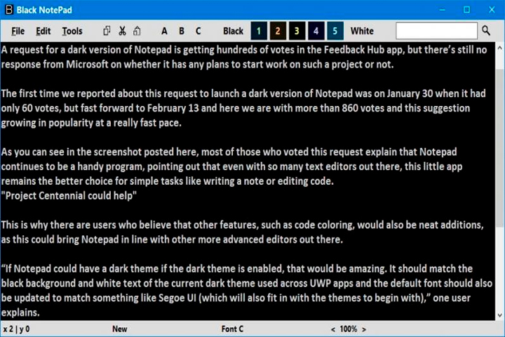 Black NotePad Screen