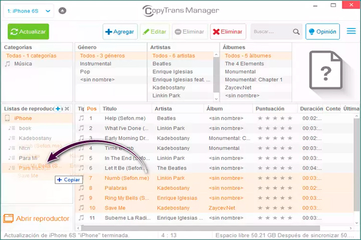 CopyTrans Manager Screen