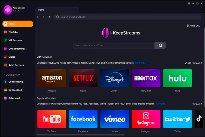 KeepStreams Screen