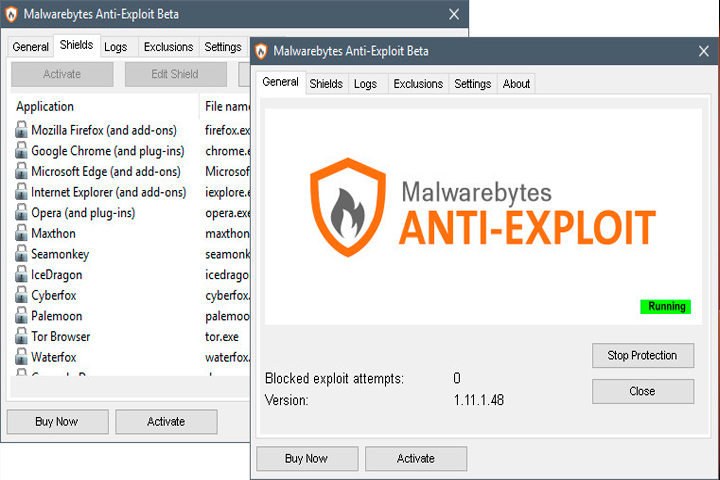 Malwarebytes Anti Exploit Premium Screen