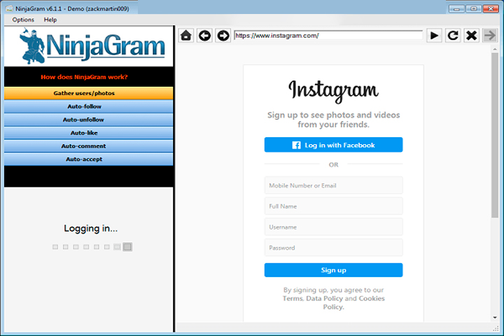NinjaGram 7.7.6.7 Screen