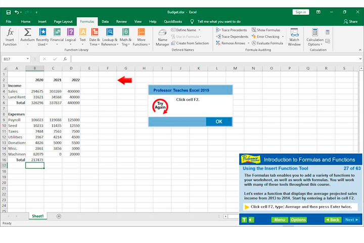 Professor Teaches Office 2021 v4.0 Screen