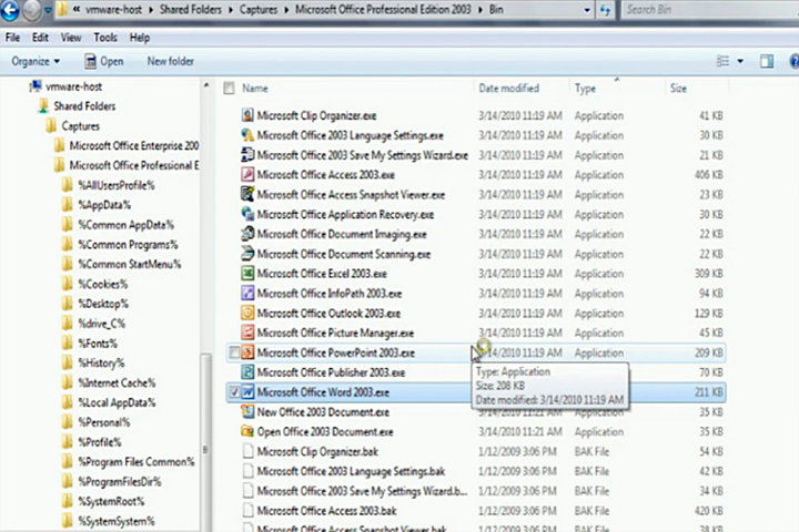 VMware Thinapp Enterprise Screen