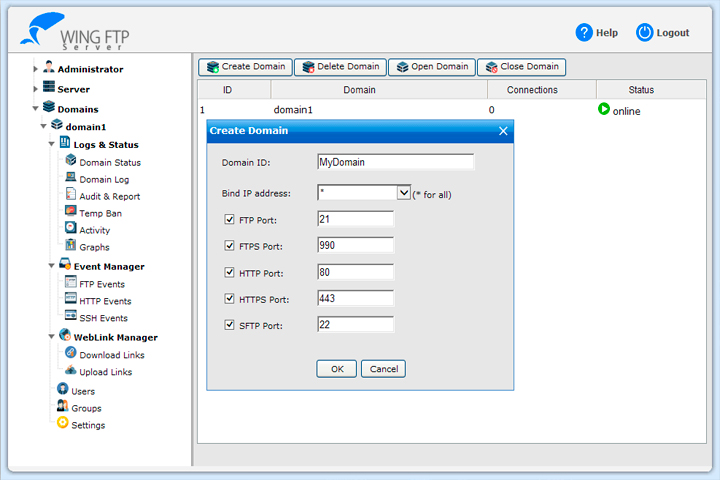 Wing FTP Server Corporate Screen