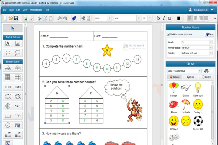 Worksheet Crafter Premium Edition Screen