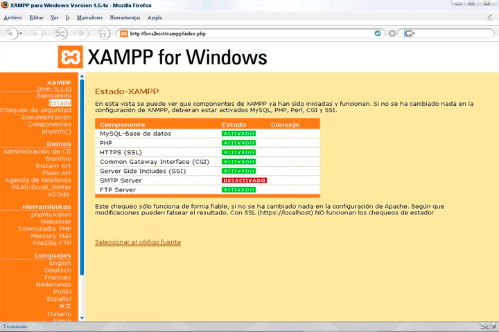 Xampp Screen