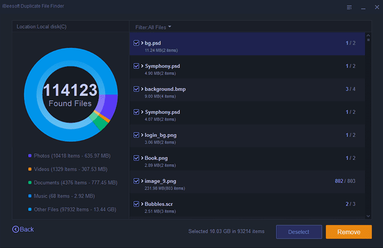 iBeesoft Duplicate File Finder Screen