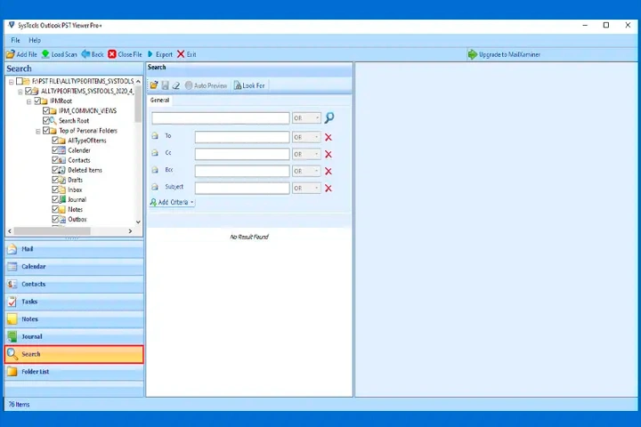 SysTools Outlook PST Viewer Pro Plus Screen